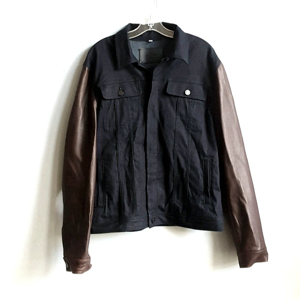 7 for all mankind denim and leather jacket